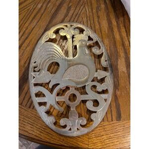 Vintage E.P. Zinc Rooster Weather Vane Trivet Italy Silver Plated Wall Decor